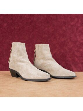 AllSaints Women Lenora Western Boho Cottage Grey Suede Zip Boots sz 7US EUR 37